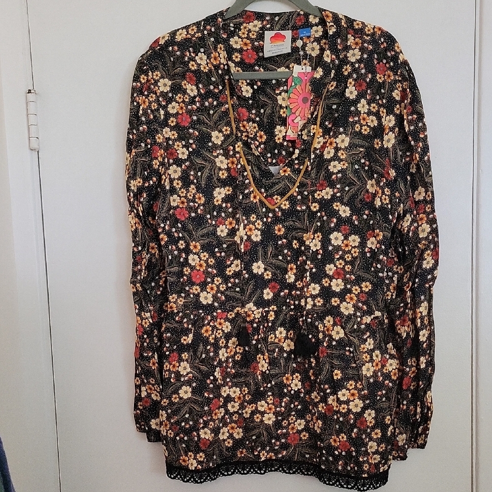 FARM Rio Black Floral Blouse